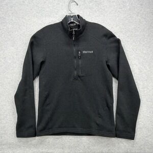 Marmot Sweater Mens‎ Small Black Half Zip Long Sleeve Pullover Fleece Sweatshirt